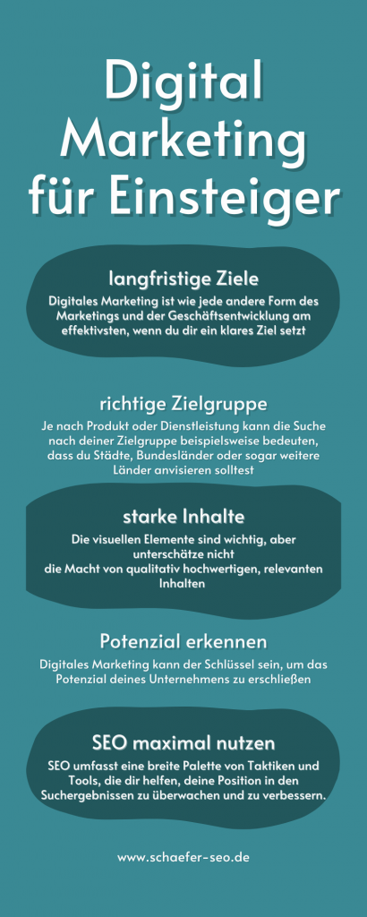 Infografik Digital Marketing für Einsteiger - SEO Niedersachsen
