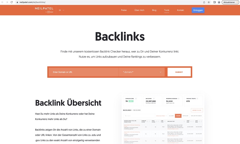 Schaefer SEO Backlink Checker Test Ubersuggest 1