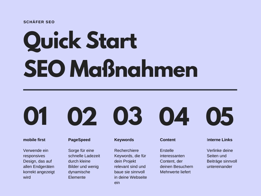 Schäfer SEO - 5 schnelle SEO Maßnahmen