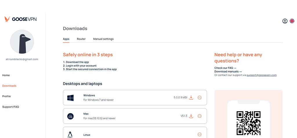Schäfer SEO - Goose VPN Dashboard